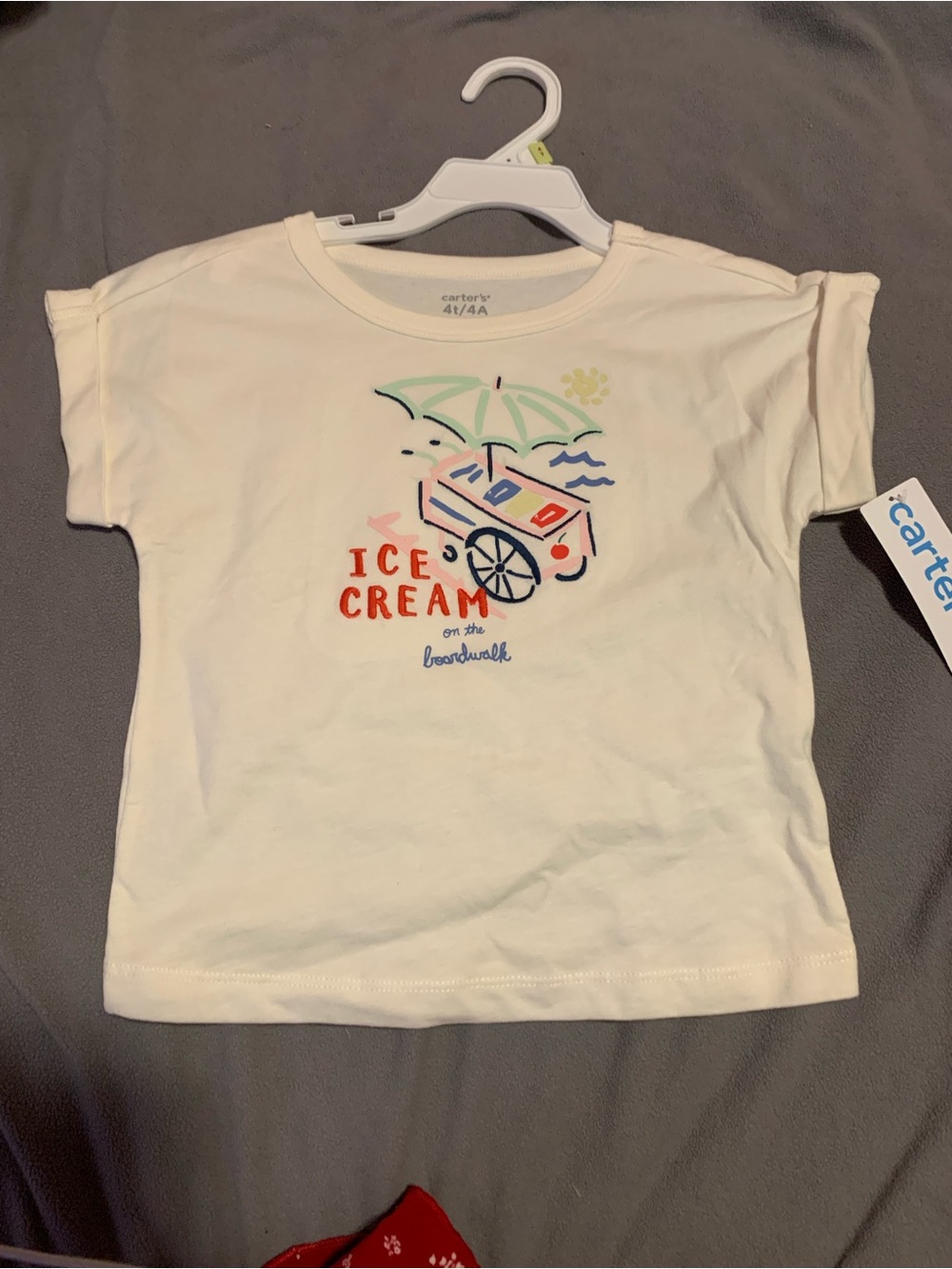 Carter's Cream Tee with Ice Cream Cart Graphic - Multicolory Accents